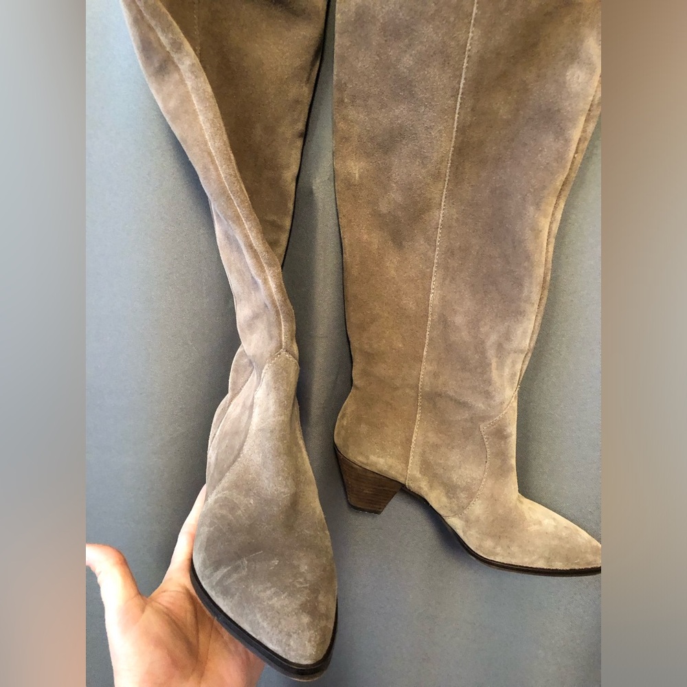 Vince Camuto Genuine Suede Over The Knee Boots,sz 5.5M,2,25”heel,new,beige/taupe - Picture 5 of 9